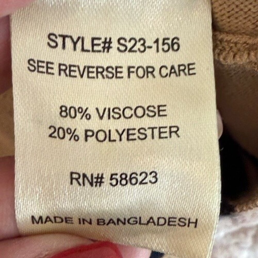 Carol Rose Women’s Sweater Tan Black Cowl Neck Long Sleeve Size XL‎ - Picture 3 of 8